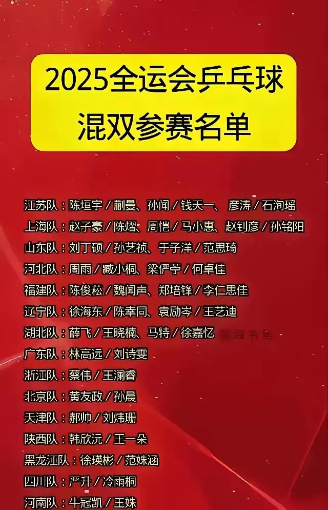 全运会混双名单公布，“混双老祖”因规则无法跨省组队，遗憾双双缺席。曾经那句“混双
