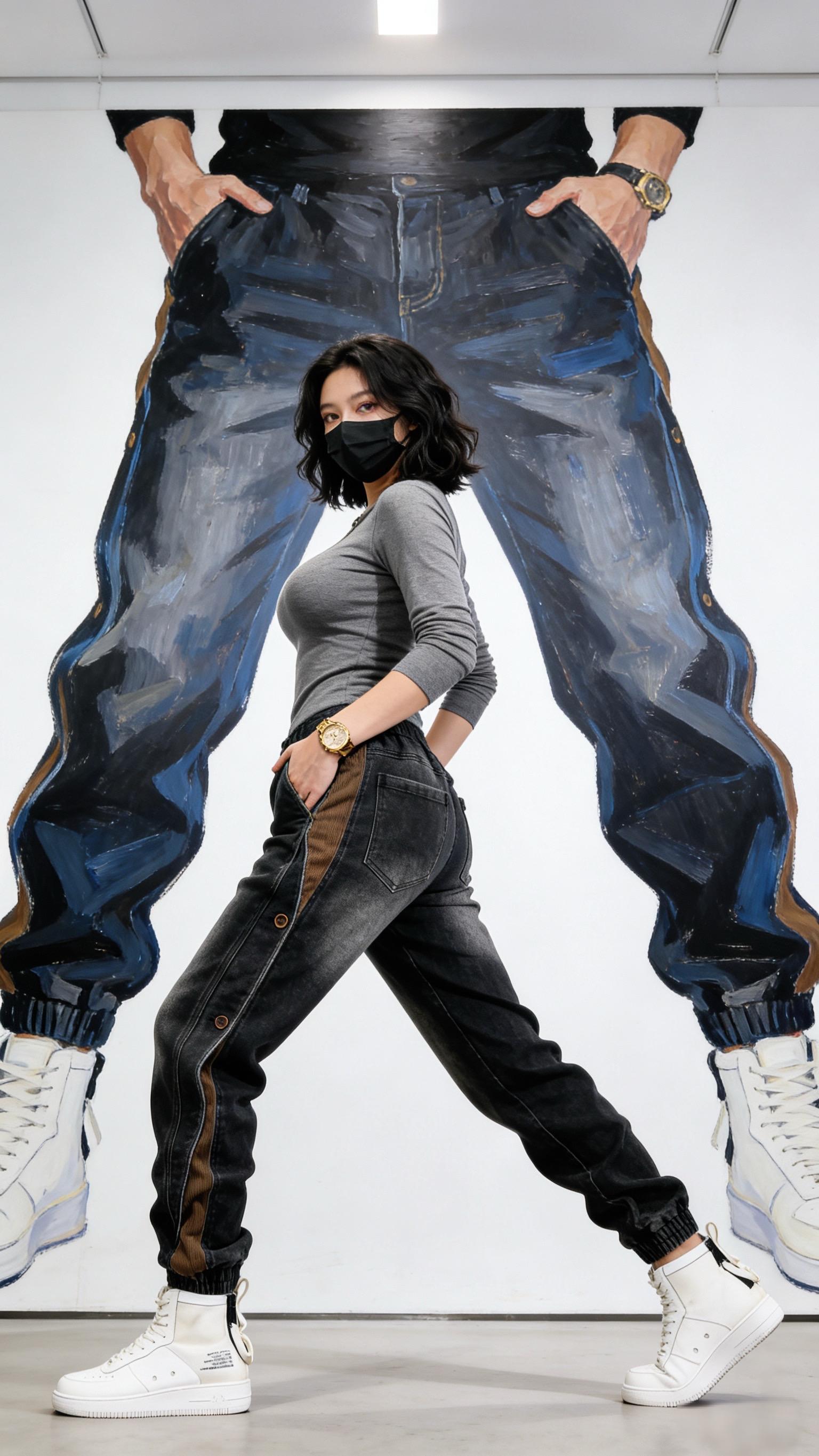 时尚牛仔裤男秋冬季休闲束脚哈伦裤复古怀旧痞帅美式加绒工装裤潮