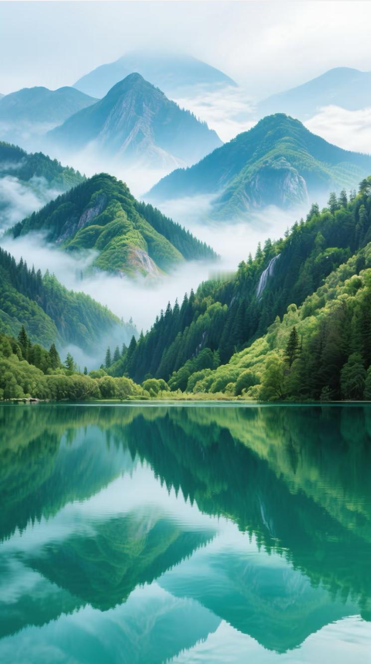 上联：青山藏画意
下联：绿水孕诗情