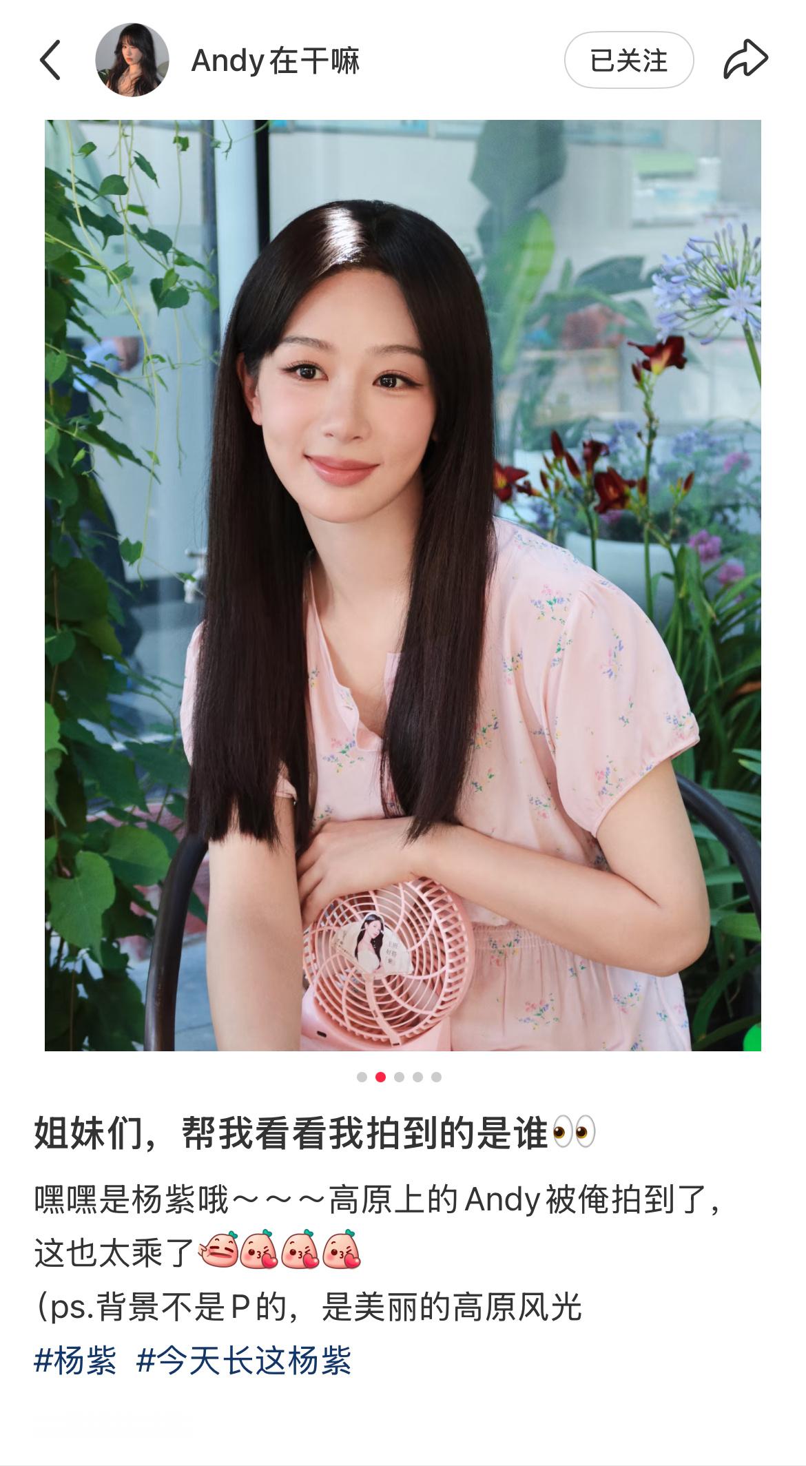 哇！！！新更新的5张杨紫物料图！！！背景都是真的没有P哦！！！温柔的小紫紫[拜托