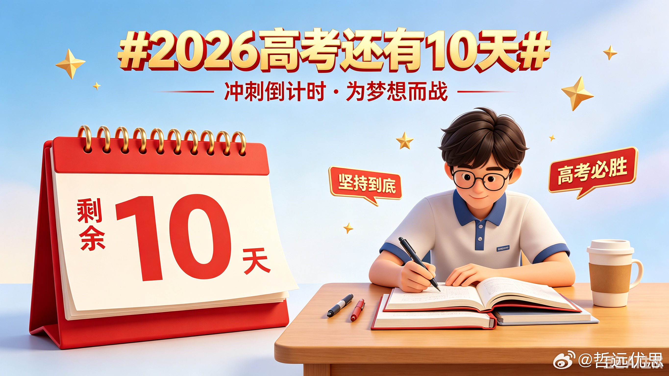 2026高考还有10天十年寒窗磨一剑，今朝试锋正当时！距离2026年高考仅剩最后