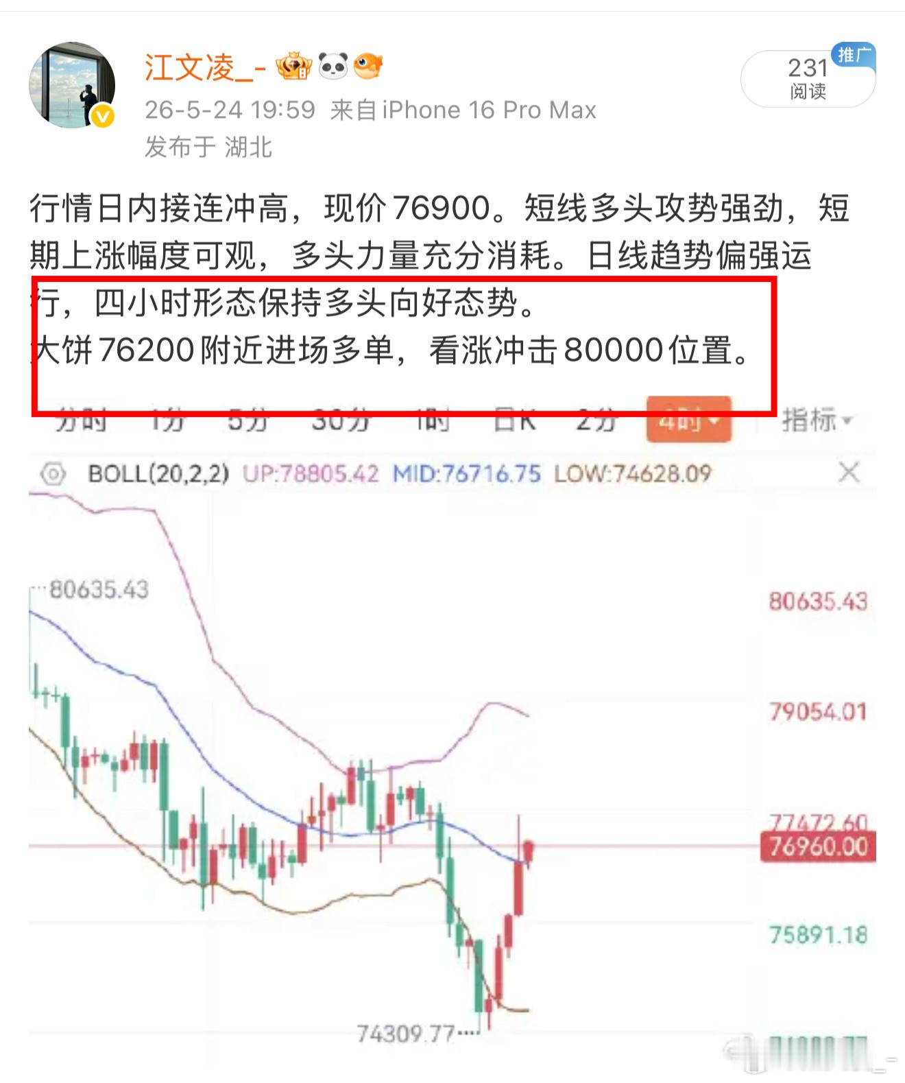行还是不行 先行动了再说76200的多單如期得到反弹，精准给到进场区间成功上行1