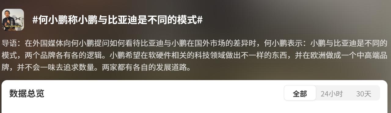 何小鹏称小鹏与比亚迪是不同的模式。
产品定位也明显不一样。
昨天小鹏MONA L
