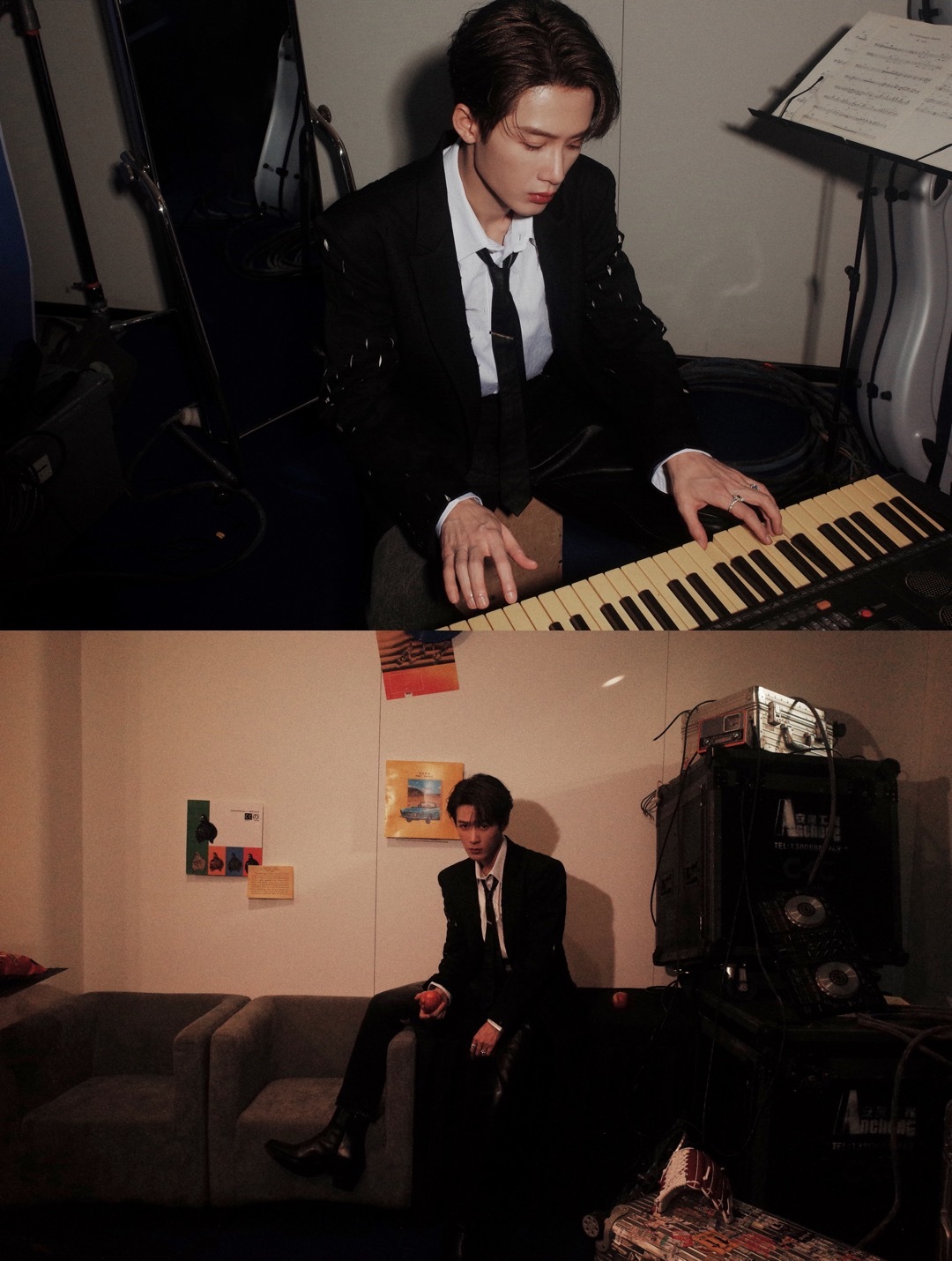 檀健次今日出席QQ音乐超级巅峰之夜造型大片，红毯上纯色西装 + 皮质束腰Sens