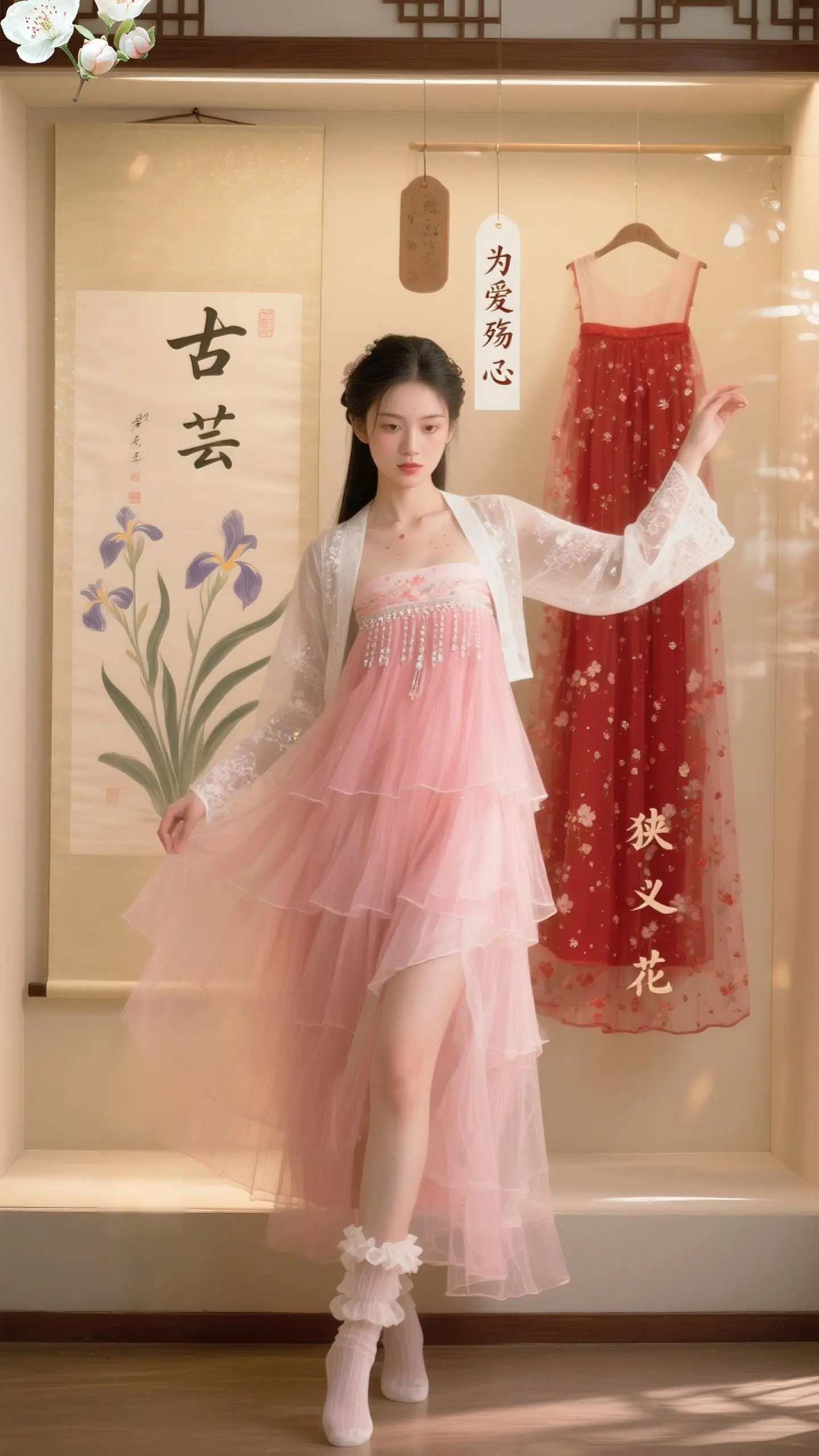 挂着的裙子真漂亮。