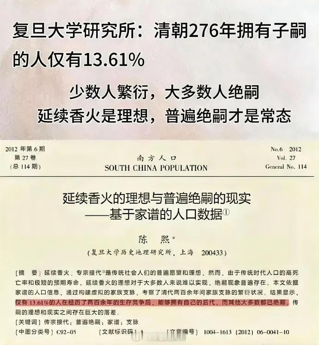 普通人活着即使奋斗，普遍绝嗣是常态，能延续后代的，都是混的好的10％人才能想的。