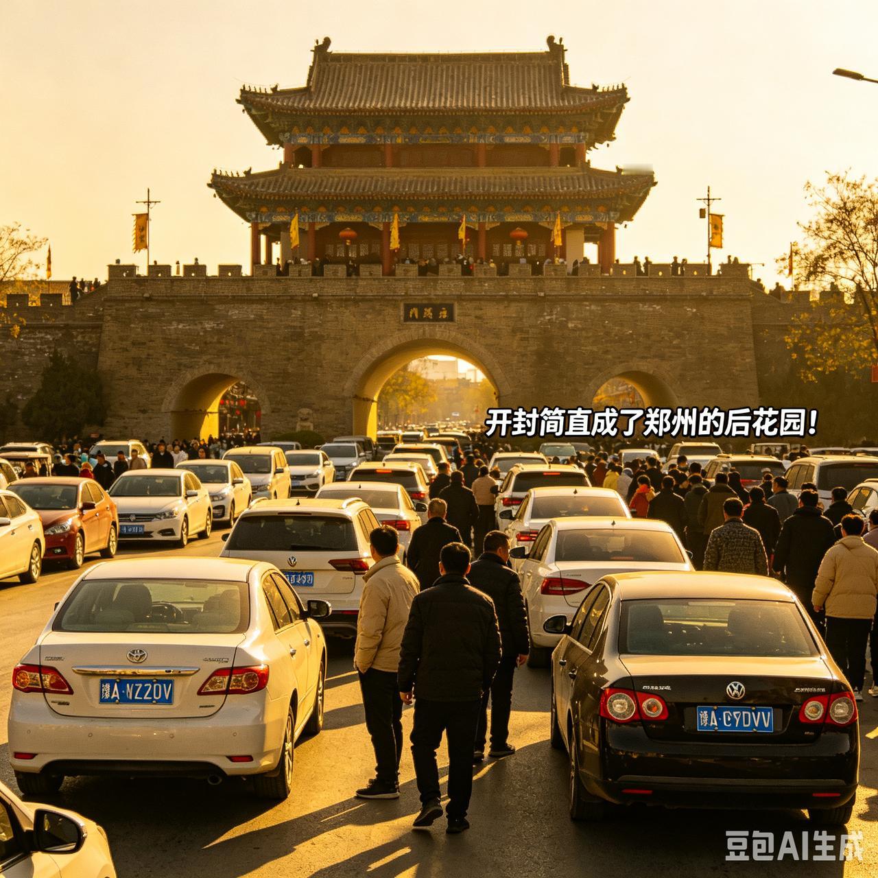 三年前一放假，往开封景区门口一站，满眼全是豫A、豫V牌照。大伙都打趣：开封简直成