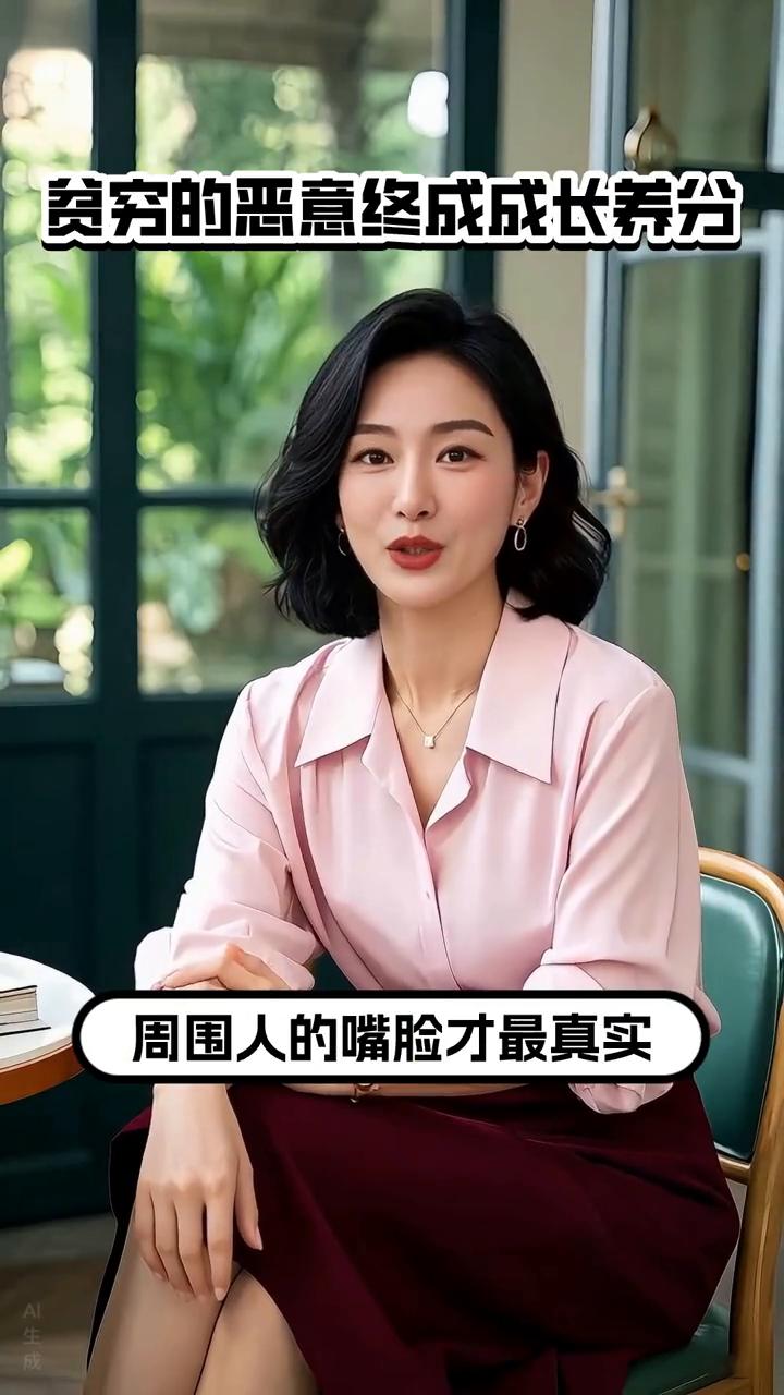 贫穷的恶意终成成长养分。
当你跌入谷底时，周围人的嘴脸才最真实。贫穷就像一面照妖