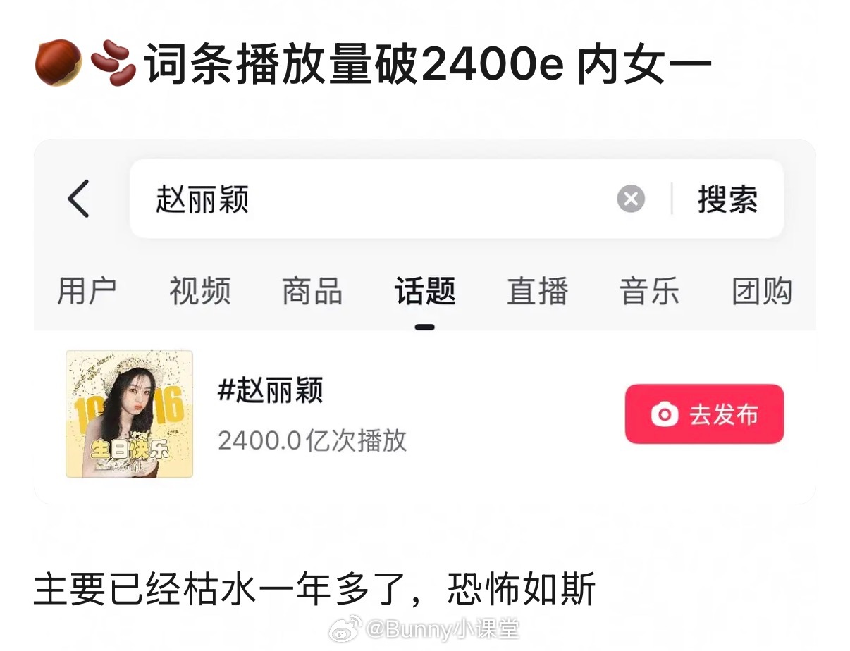 赵丽颖🫘词条播放量突破2400亿，这算是内娱女明星里的TOP1了吧