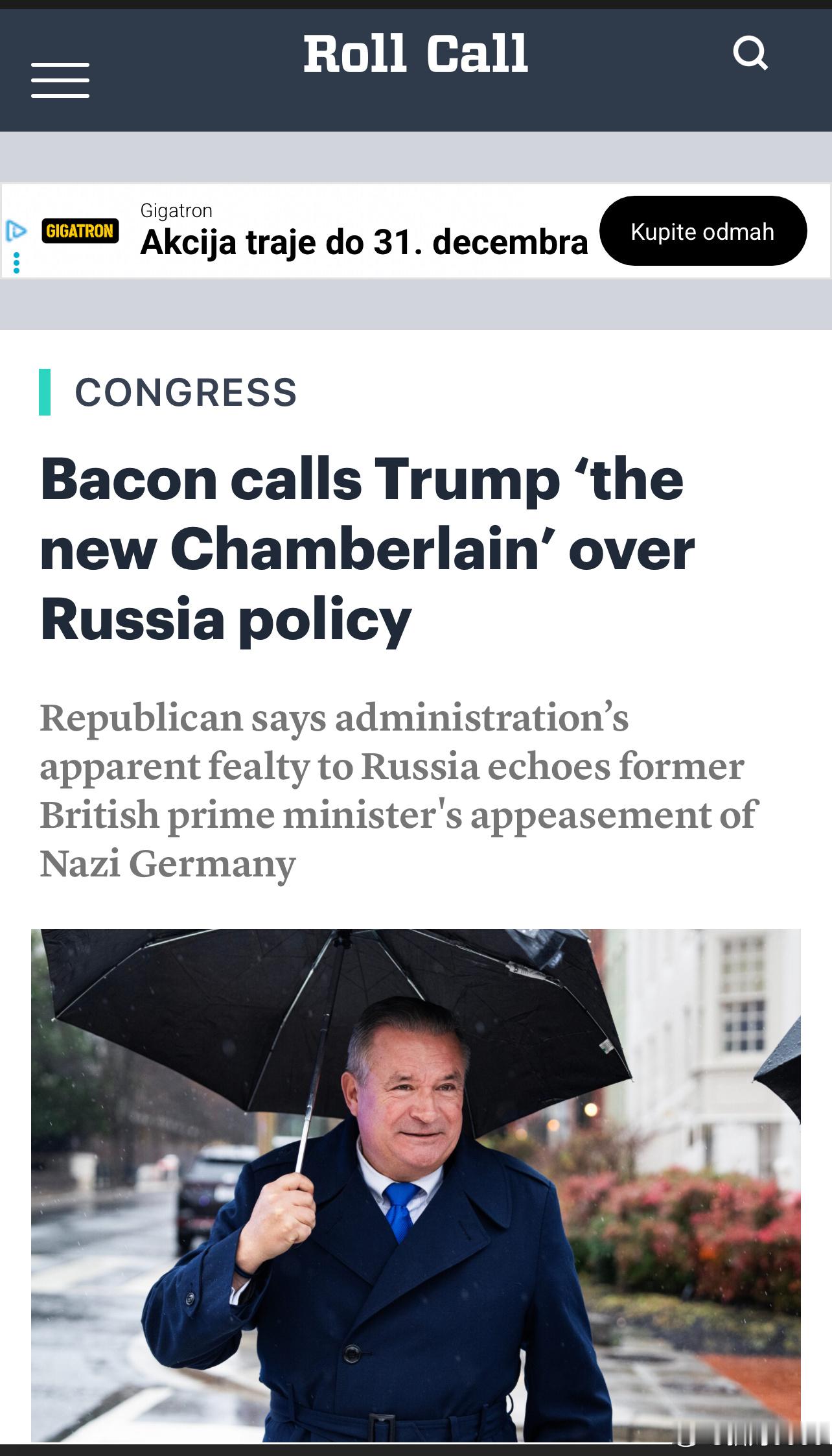 ‼️最新新闻：共和党众议员贝肯是众议院军事委员会的资深成员，他称特朗普是21世纪