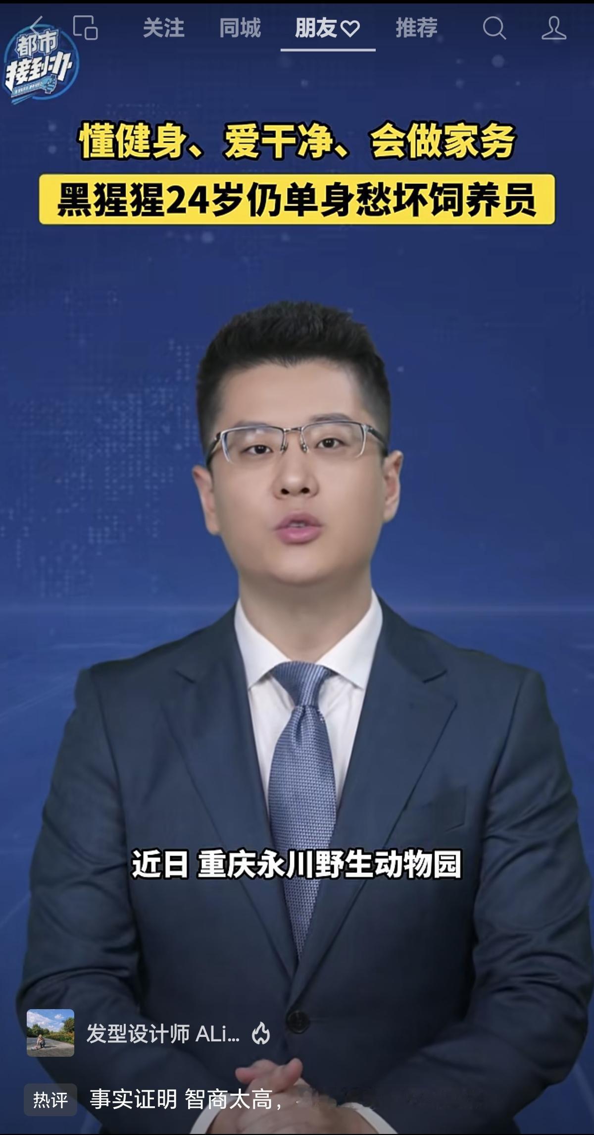 事实证明，越优秀的越容易单身
重庆这只黑猩猩，优秀到程度，
它会的技能一只手都数