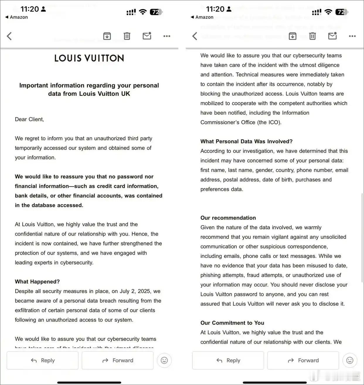 LV遭网络攻击有媒体报道称，奢侈时尚巨头路易威登（Louis Vuitton，简