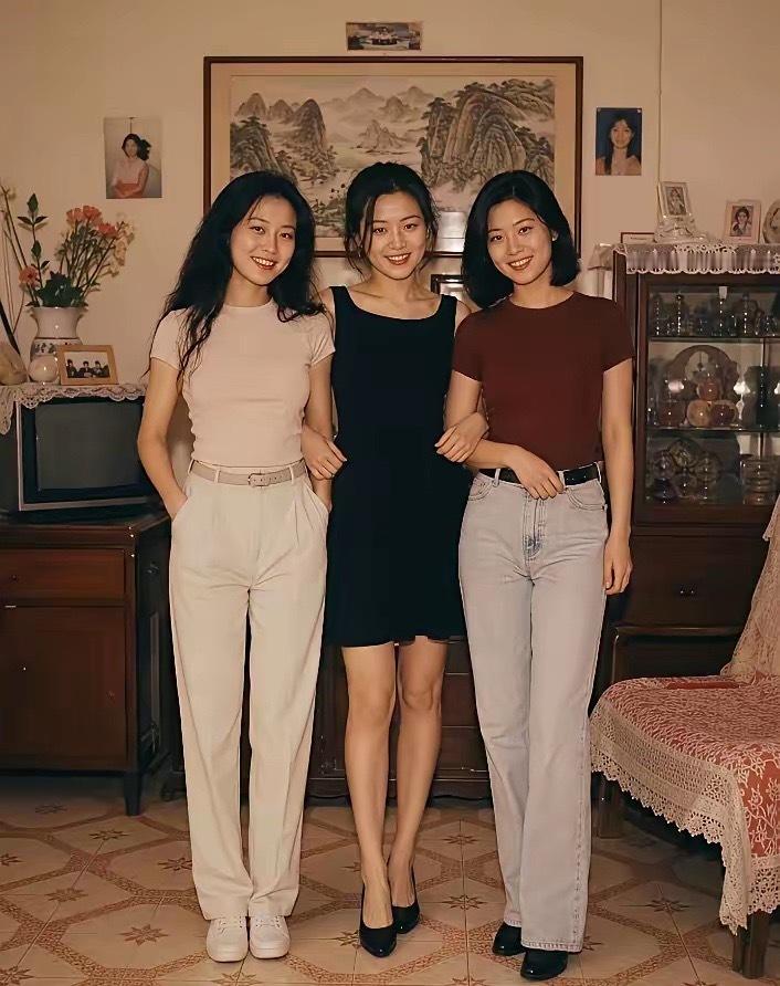 事实证明，中间黑裙子的女孩子最漂亮，不接受任何反驳！ 