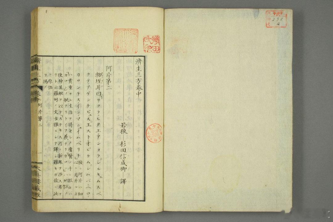 《济生三方》（和刻本，上中下三卷）刊刻信息：日本万延 2 年（1861 年，江户
