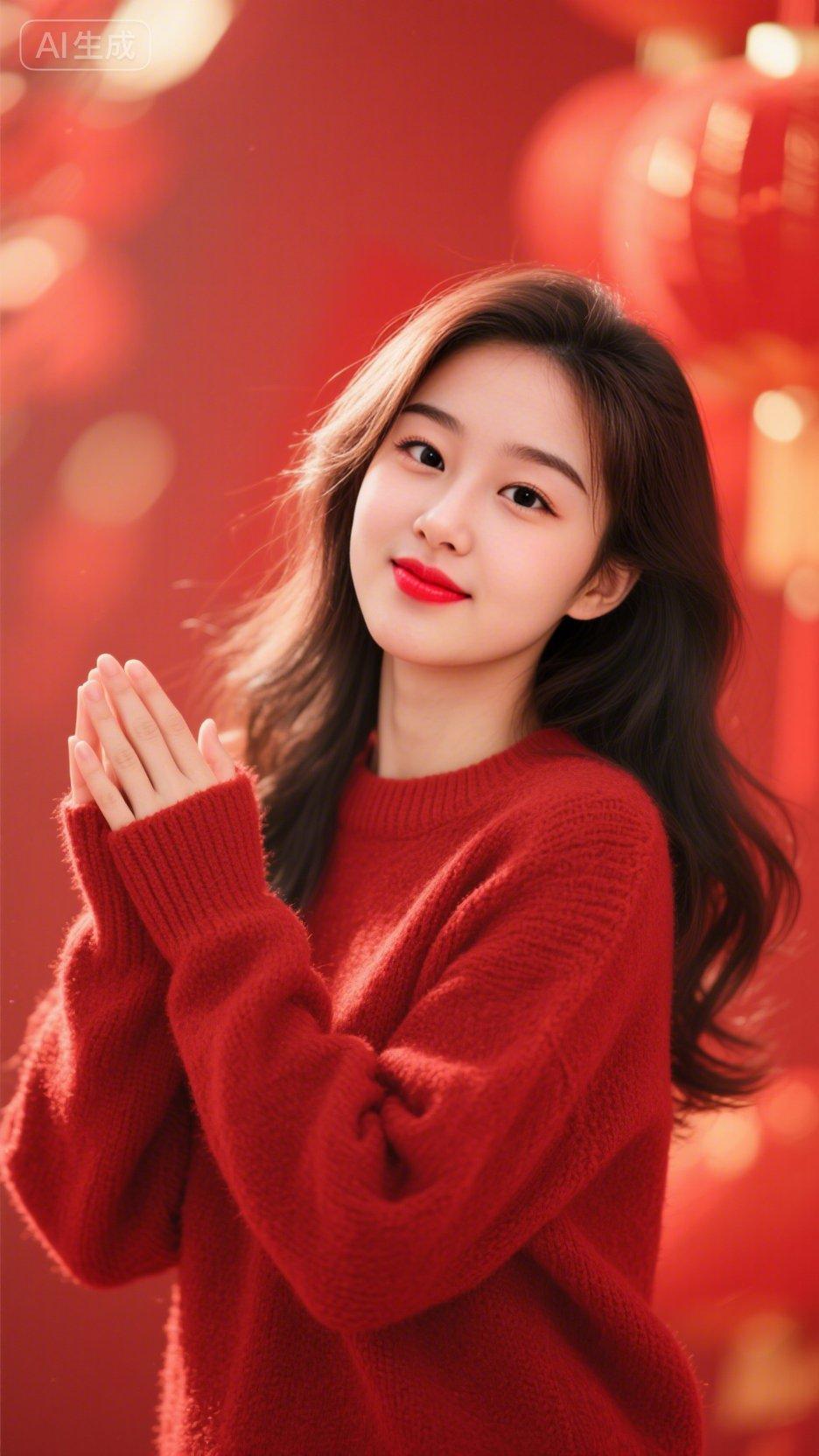 分享一张你今天拍的照片 以一抹红开启新岁，双手合十许下心愿，盼马年日子滚烫，事事