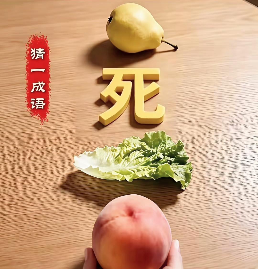 考验眼力与脑洞！梨、白菜、桃子搭配“死”字，谜底你猜到没？

益智猜谜 成语猜猜