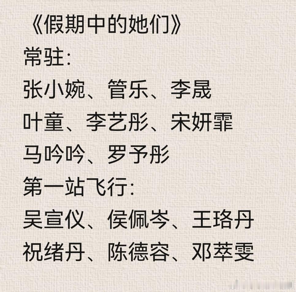 乘风2025[超话]浪6团综常驻确认《假期中的她们》浪姐6｜假期中的她们｜ ​​