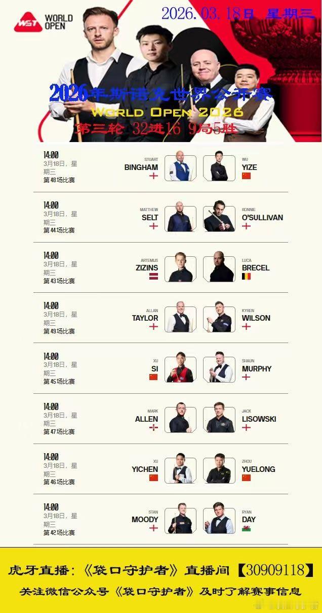 2026 世界公开赛第三天天32进16中国选手徐思、许医尘两人因对手退赛直接晋级