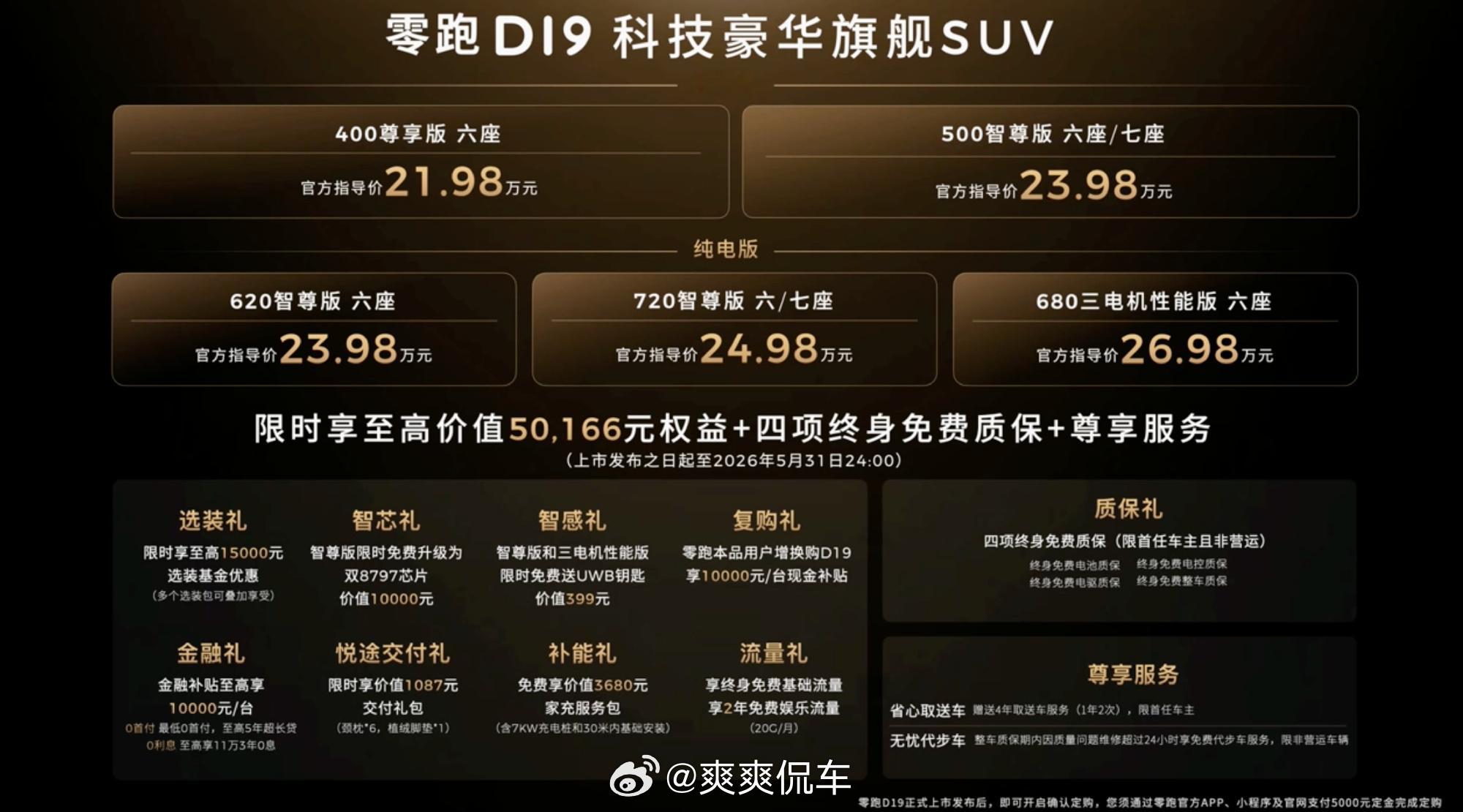 零跑D19今晚上市，21.98万-26.98万，9系旗舰SUV这价格确实实在。增