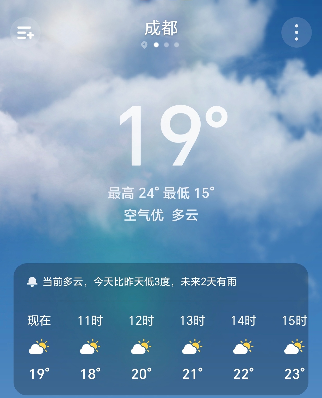【早安成都】今天是4月11日，星期六，农历二月廿四，成都多云，15-24°C。不
