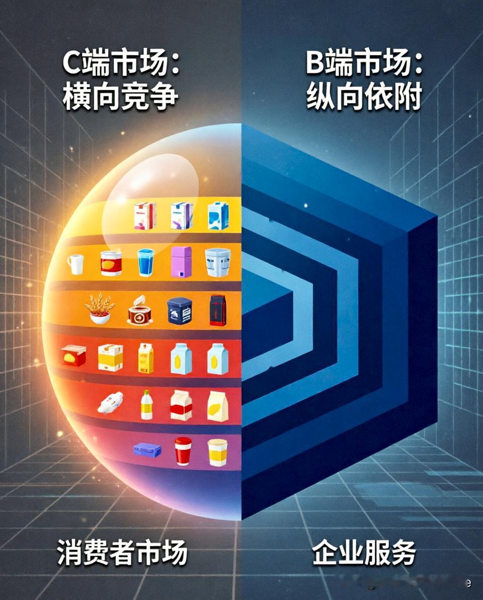 C端和B端的"死法"完全不同，背后是两套完全不同的商业逻辑：

C端是被同行卷死
