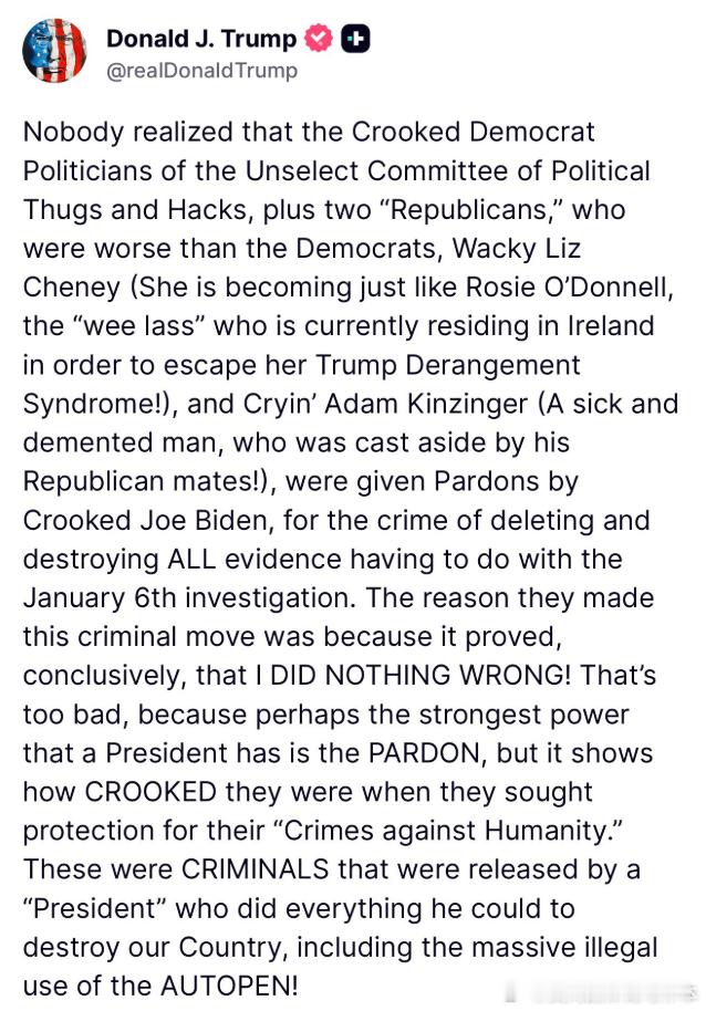 【黄金时代】川普证实，J6委员会成员销毁了能证明他清白的证据：“没人意识到，这个