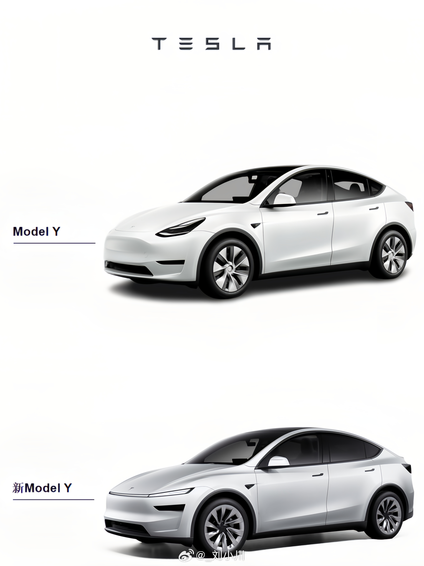 特斯拉Model Y  特斯拉Model Y，大家喜欢新设计还是老设计[举手] 