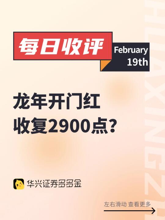 今日收评｜龙年开门红，收复2900点？