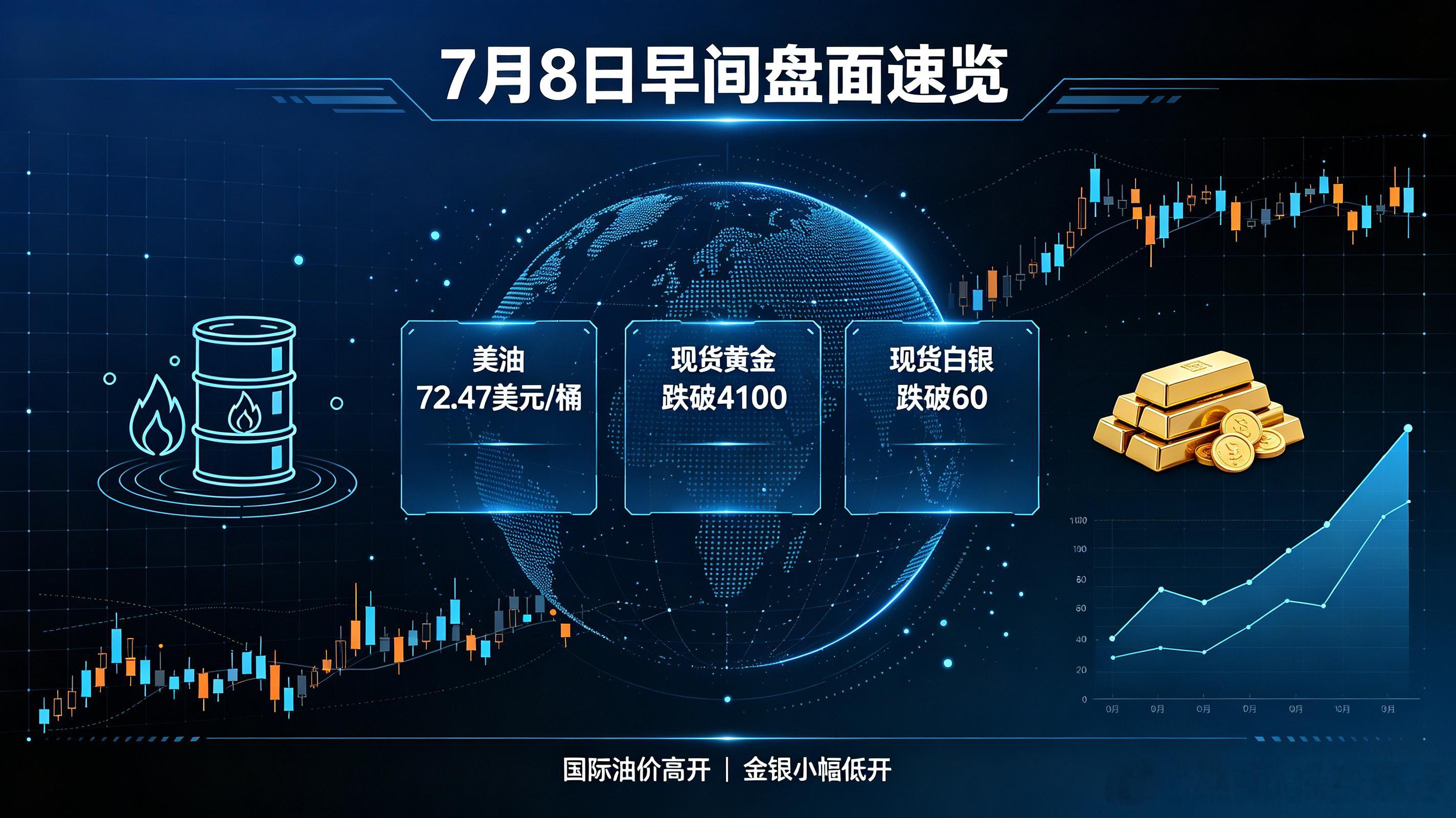 北京时间7月8日早间，外围原油开盘走高，截至清晨六点五十分，美原油涨幅接近2.9