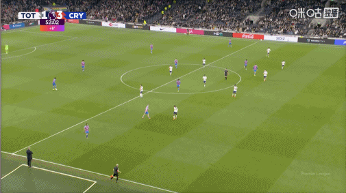 上半场补时第6分钟，水晶宫两脚打穿防线，萨尔接传球，一脚推射破门，热刺1-3水晶