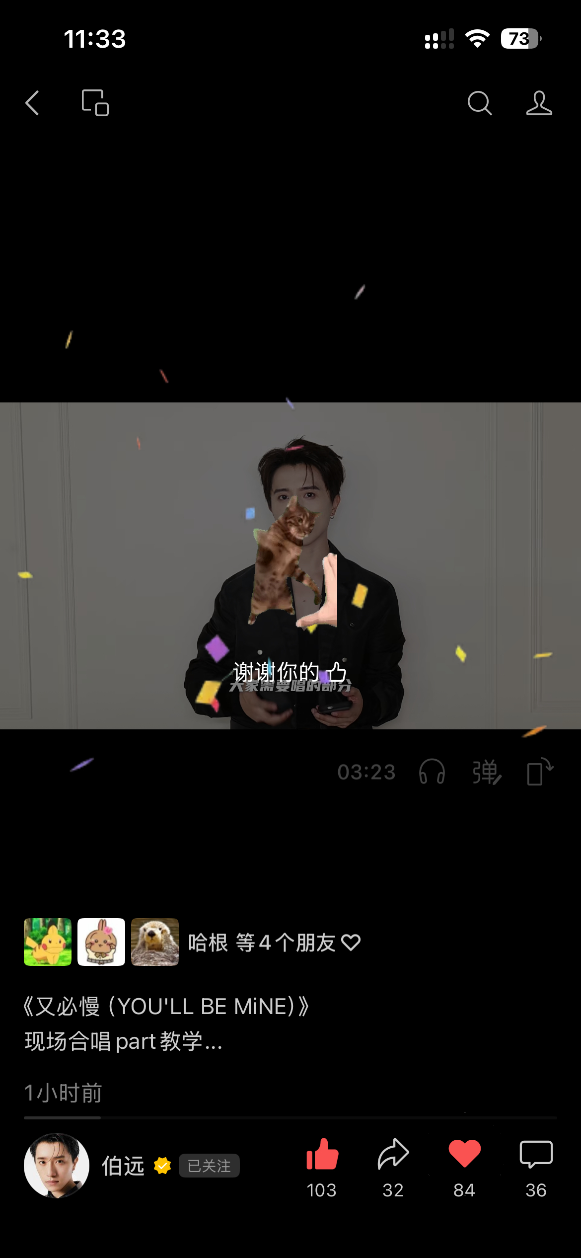 家伯今天又换了个点赞小猫 萌…… 