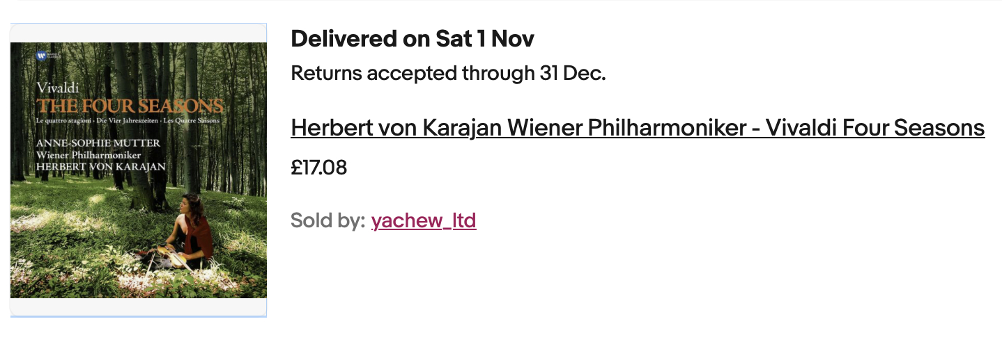 我最近买的俩东西，大家随意感受一下英国生活这扭曲的物价对比。图1，一张维瓦尔第「