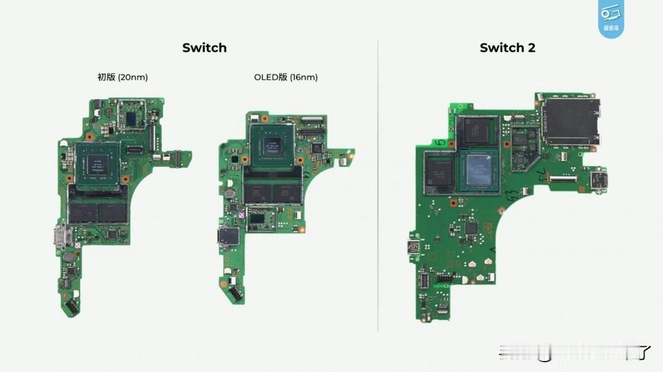 Switch 2主板和1代主机对比和Switch 2主板配件规格。