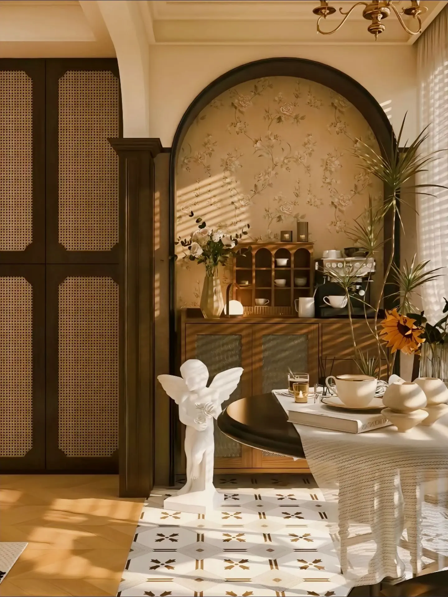 复古风装修。电影氛围感的复古家，浪漫温馨，每一个角落都是喜欢的样子