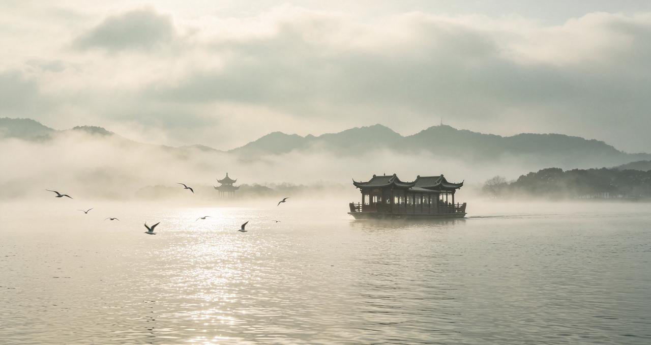 上联:画船来往烟波里，邀对下联？鸥鸟浮沉云水间