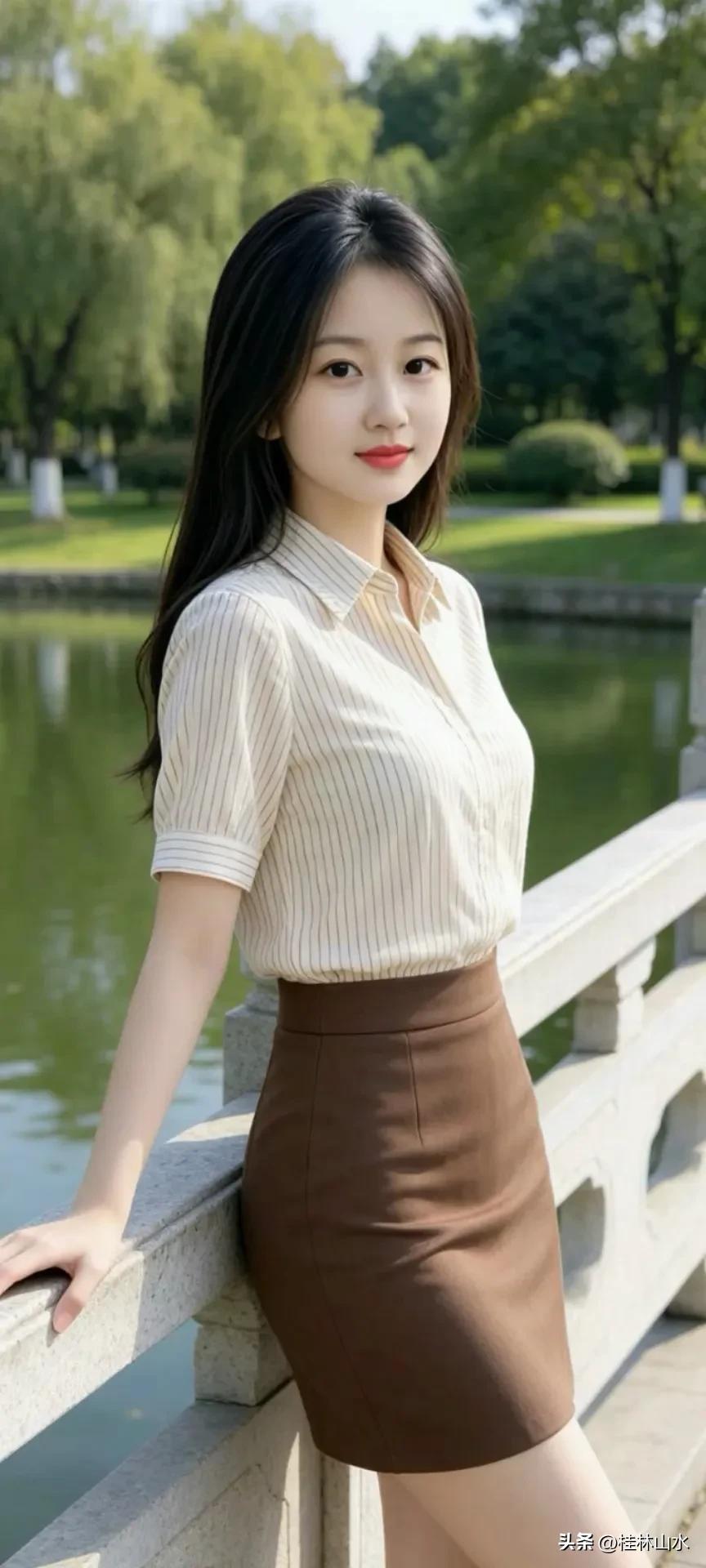 河边小姐姐随拍照，气质容颜满满好时尚！