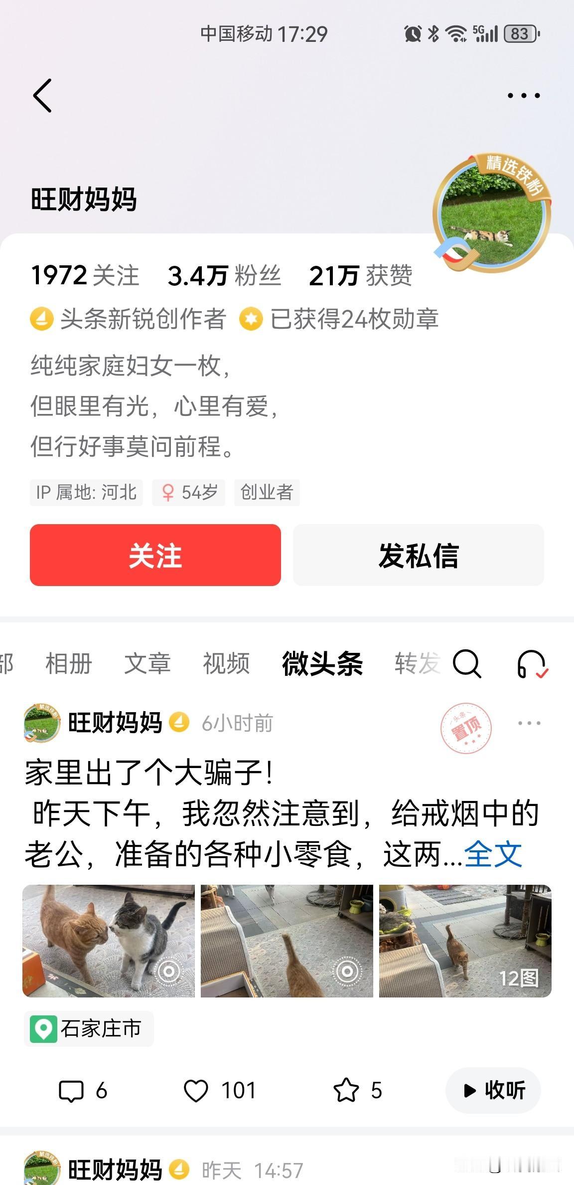 “旺财妈妈”眼里有光，心里有爱
今天，无意中刷到她的头条
我的心里一颤，不知咋回