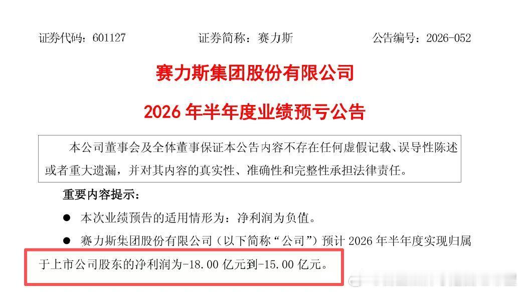 赛力斯竟然是亏损的？ 