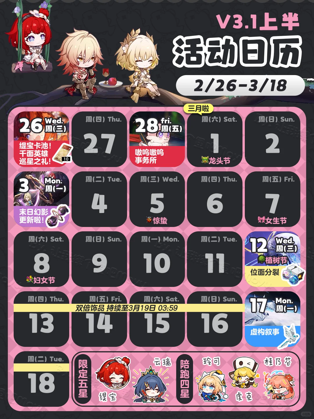 星铁3.1全版本活动日历丨门扉之启，王座之终