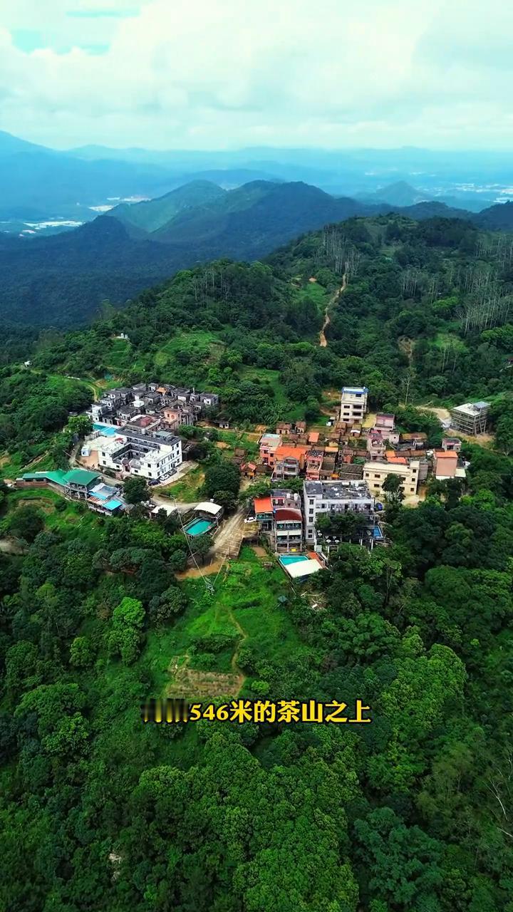 山顶村庄。
你见过建在山顶上的村庄吗？在广东江门鹤山古劳镇，海拔546米的茶山之