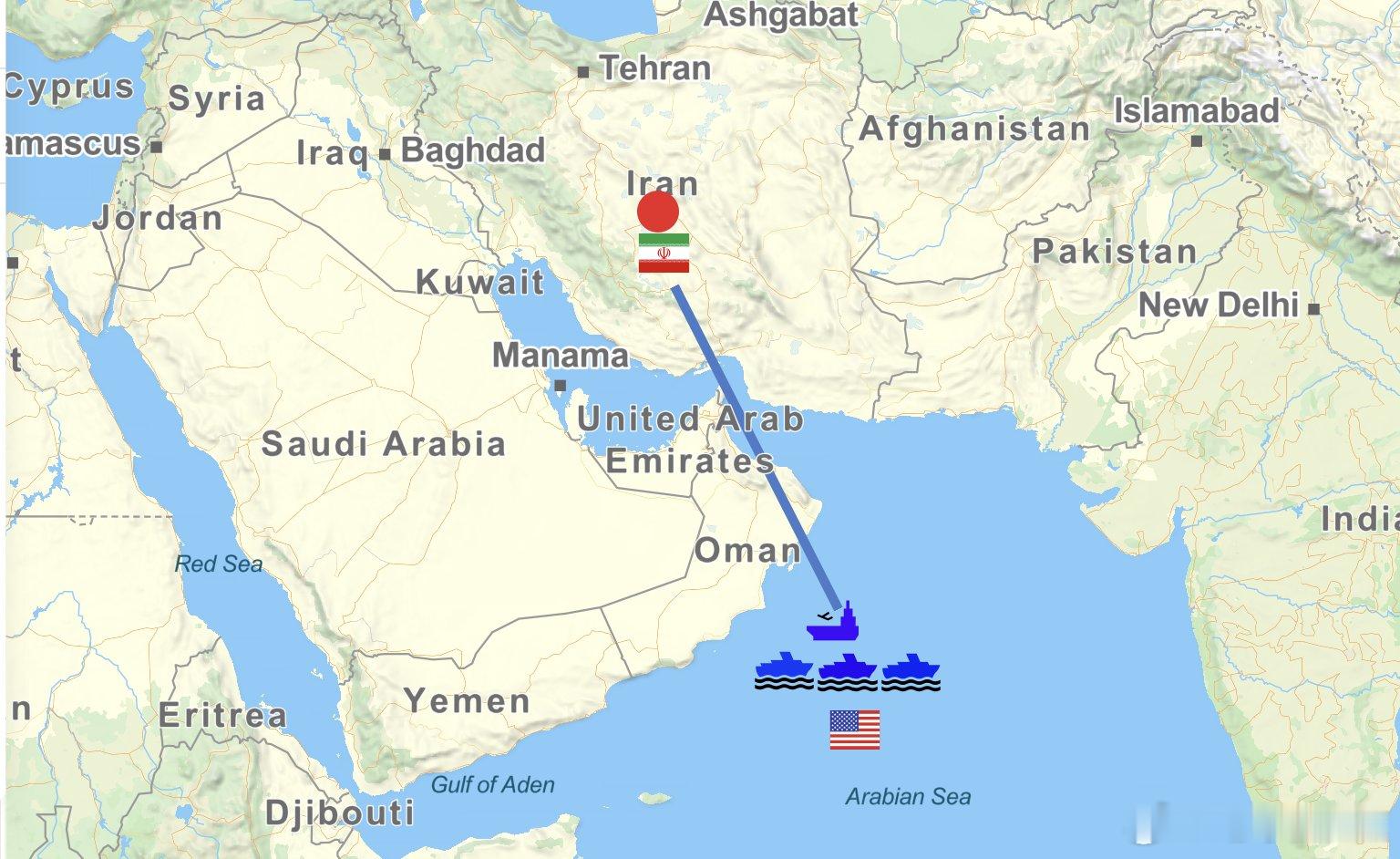 美伊对峙 美国海军 “亚伯拉罕・林肯” 号航母打击群刚刚在阿曼东南部被发现。已处