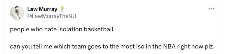 快船记者：谁能告诉我现在NBA哪支球队的单打最多？[疑问][疑问][疑问]#nb