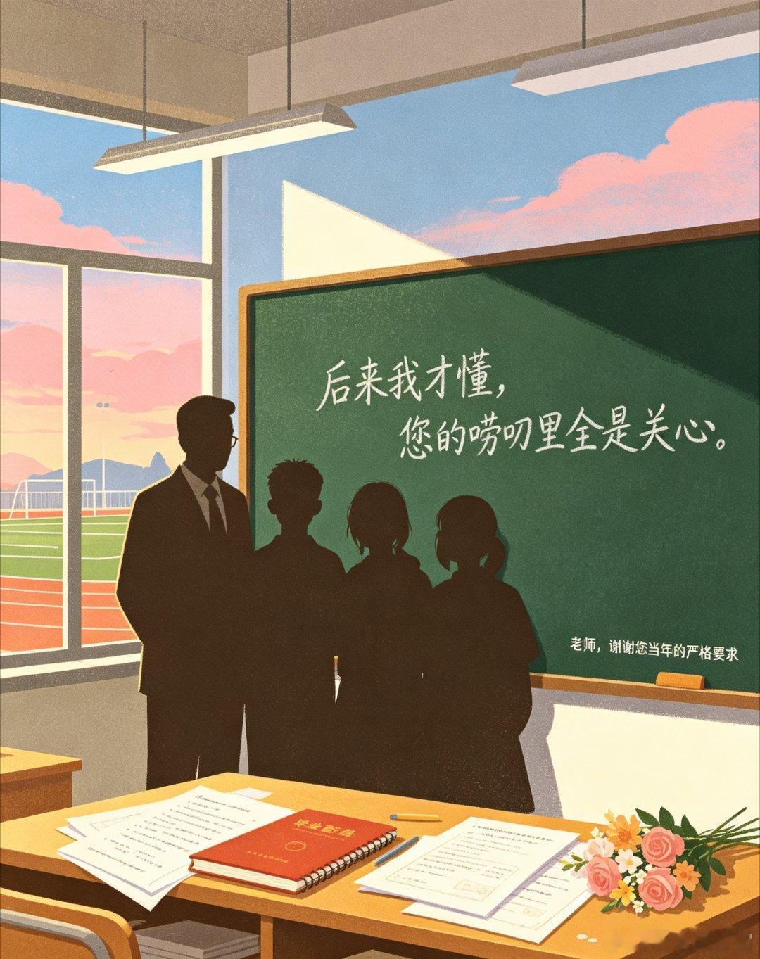 老师谢谢你祝老师节日快乐教师节长大之后才慢慢懂得，校园里不只有课本与分数，还有老