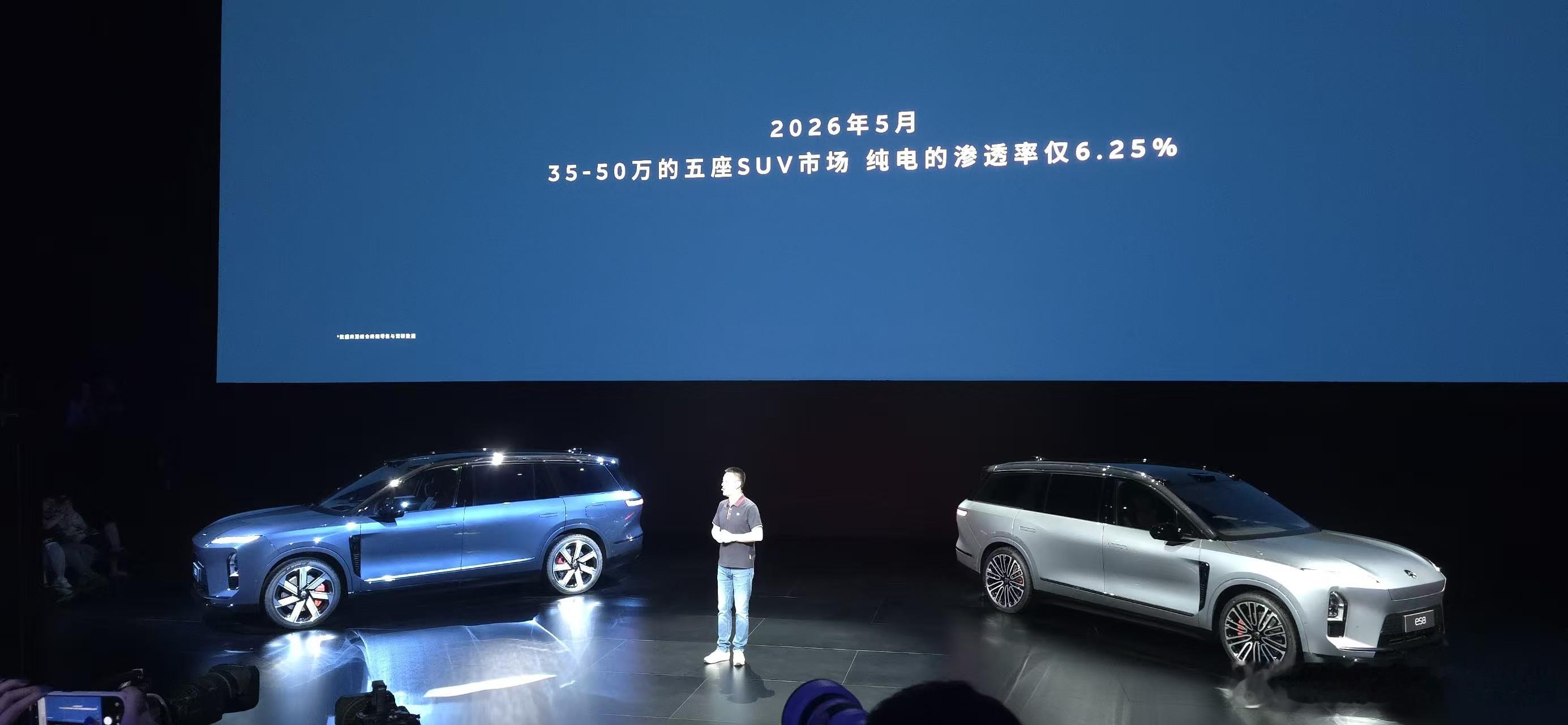 35~50 万的五座 SUV 市场，纯电渗透率只有 6.25%。这么看的话，蔚来