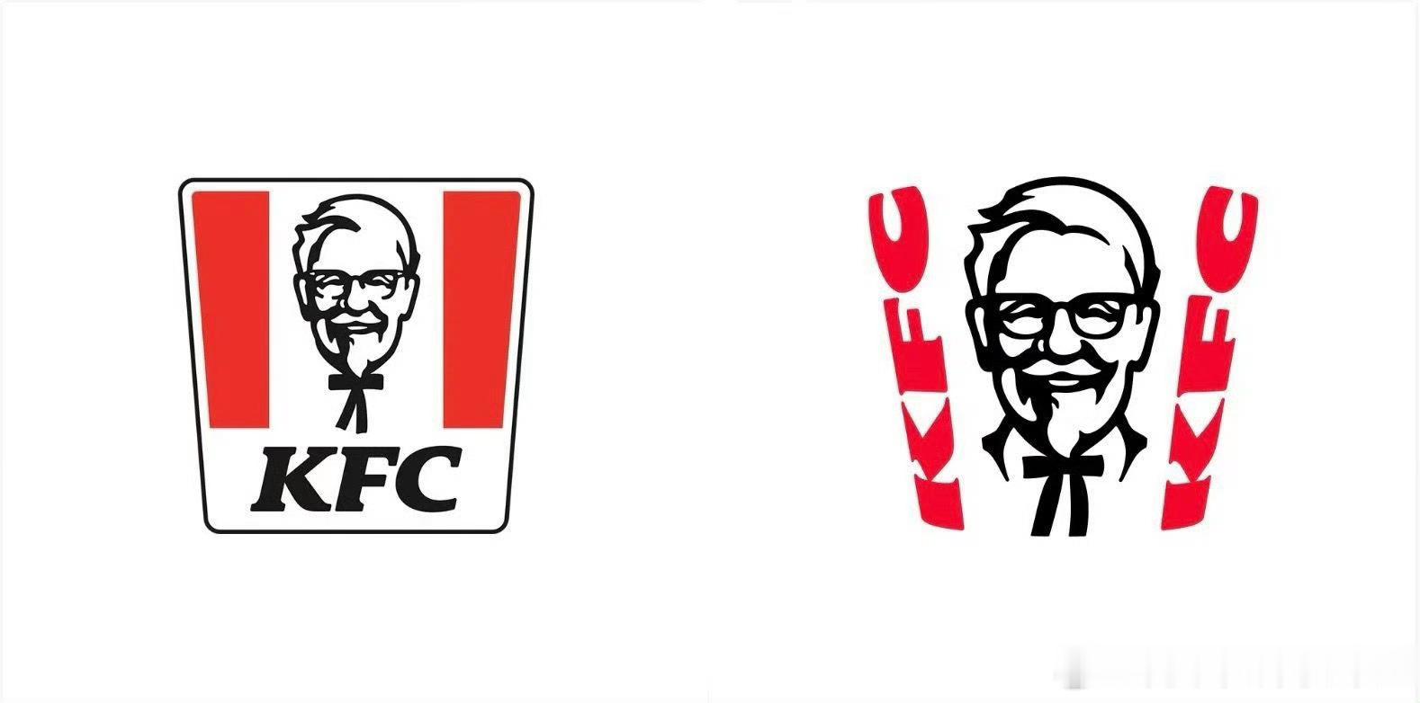 肯德基又换标志刚看习惯这个红色竖条的logo，又换成字母的了，你们觉得哪个好看