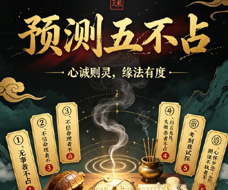 预测五不占1、无事者不占2、不信命理者不占3、出言无礼、失敬少恭者不占4、刻意试