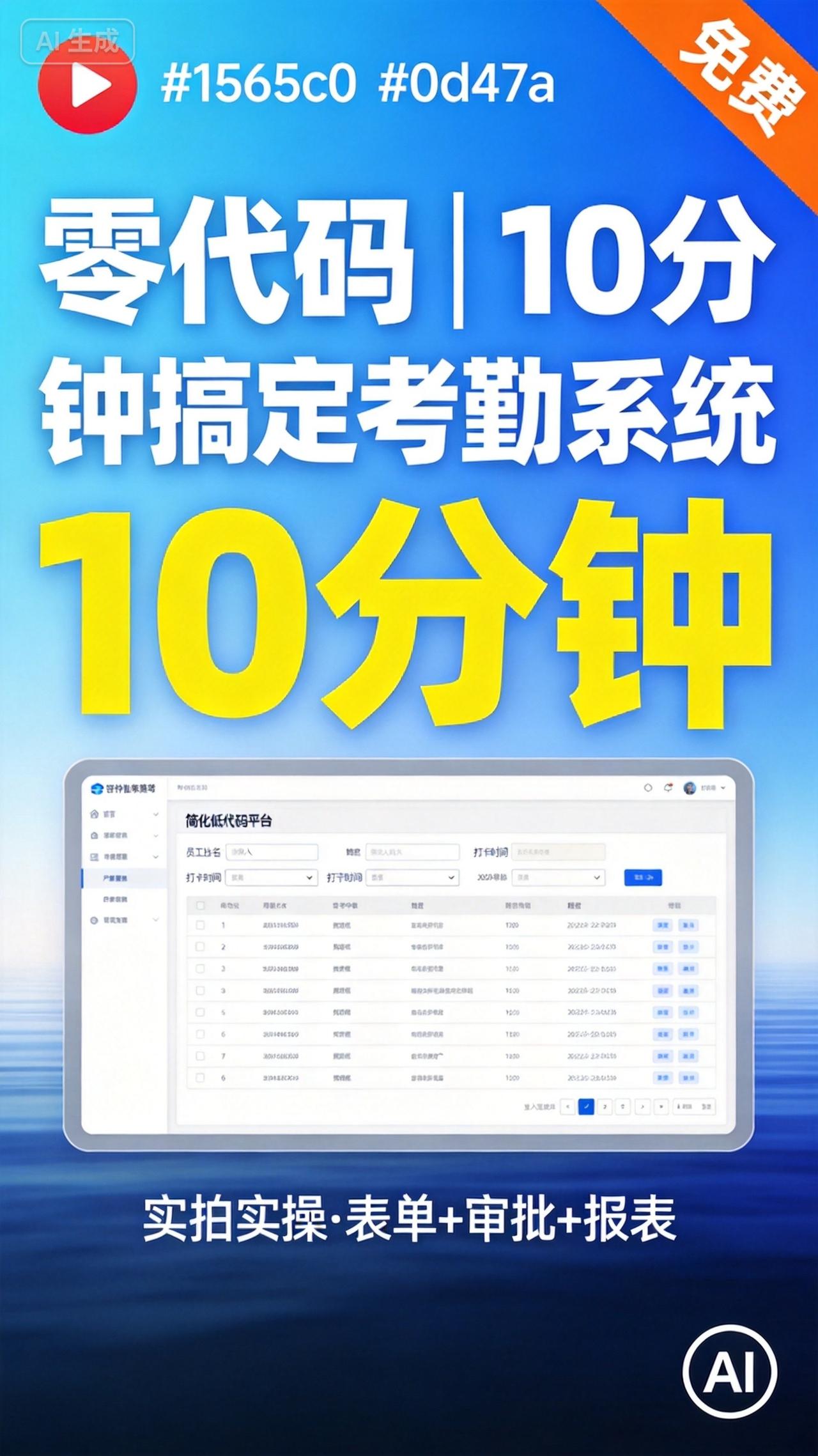 实拍教程：不写一行代码，10分钟搭建一套全自动企业考勤系统

很多小微企业的考勤