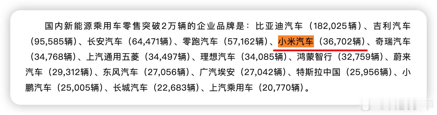 小米汽车 4 月卖了 36702 辆，直接冲进国产前五，新势力排第二，还超过了特
