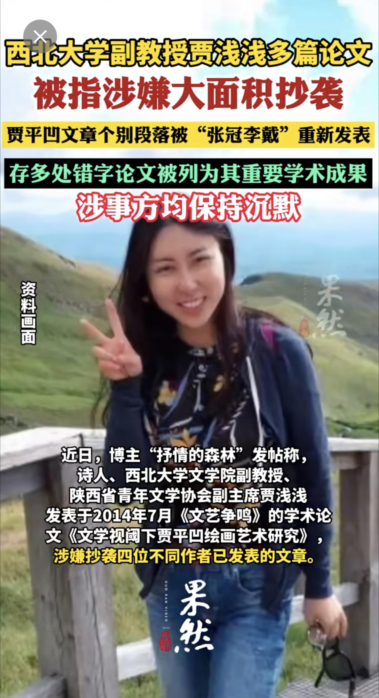 西北大学副教授贾浅浅多篇论文被指涉嫌大面积抄袭