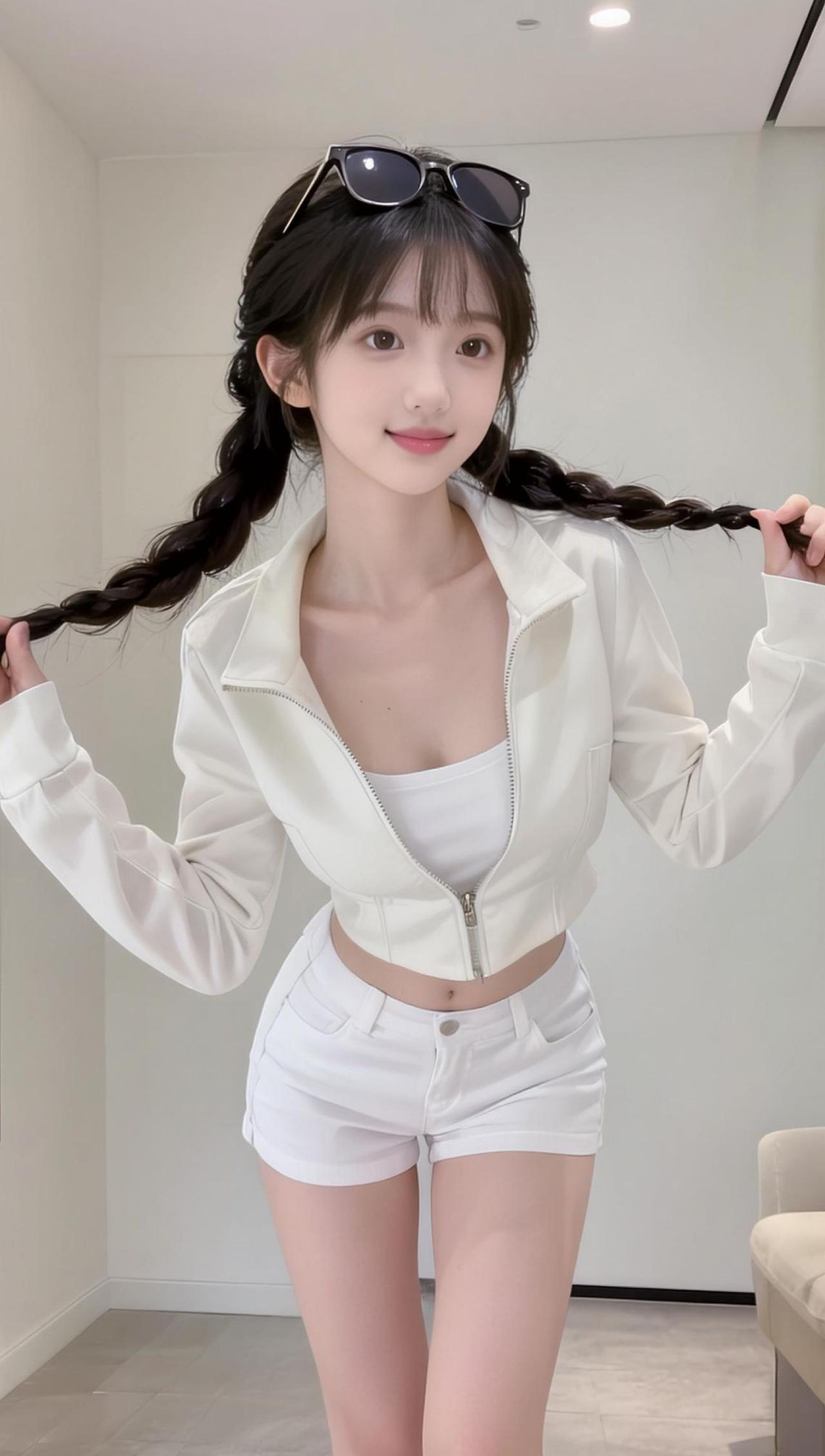 AI双辫生活照 抖音ai创作 甜系女孩已上线 甜美女孩 甜妹